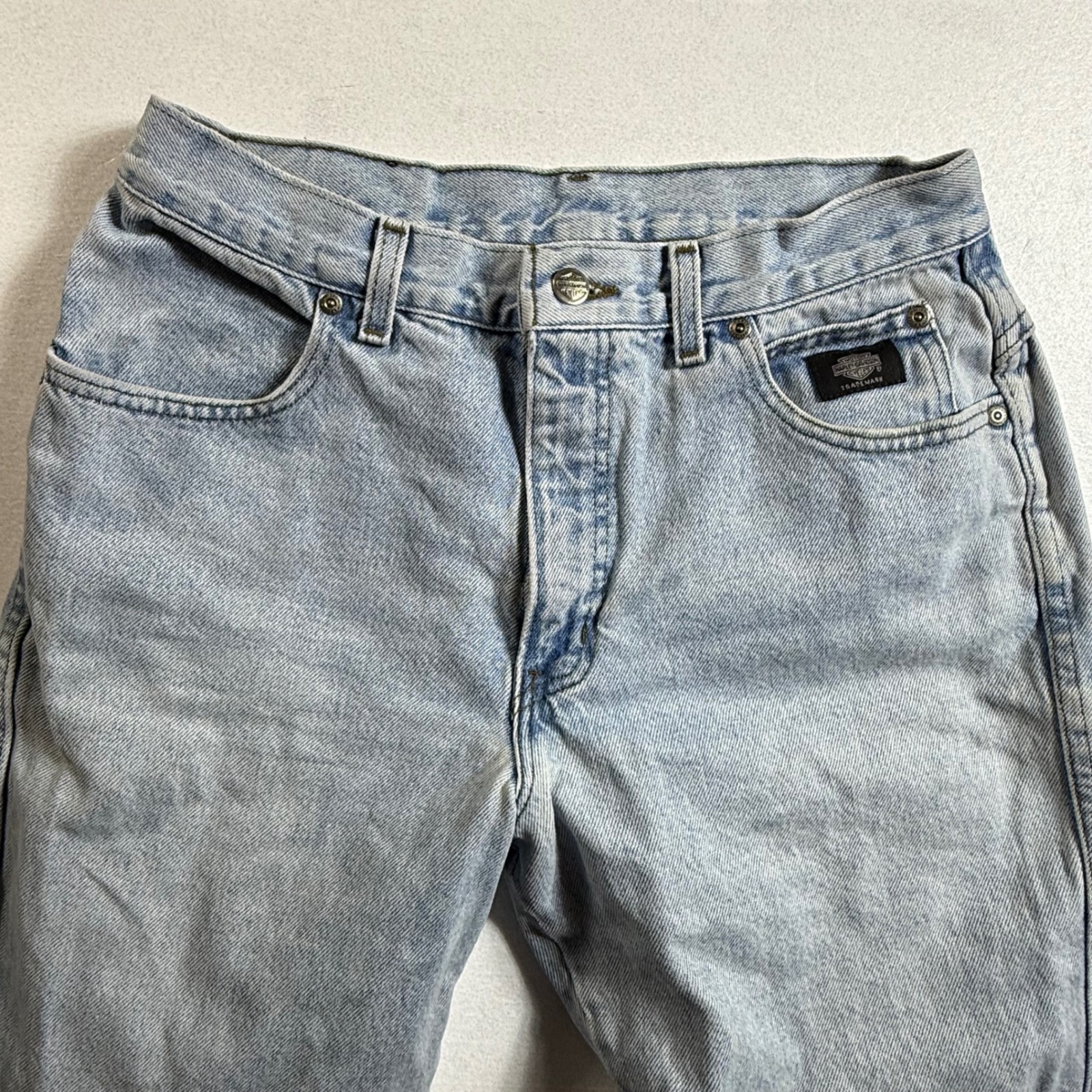 Harley Davidson Jeans Womens 12p Made In Usa Light Wash Classic Fit Denim Vtg